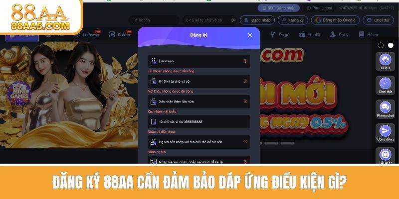 Đăng ký 88AA cần đáp ứng điều kiện gì?