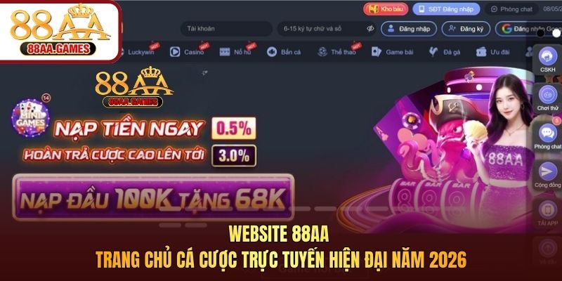 Website 88AA – Trang chủ cá cược trực tuyến hiện đại năm 2026